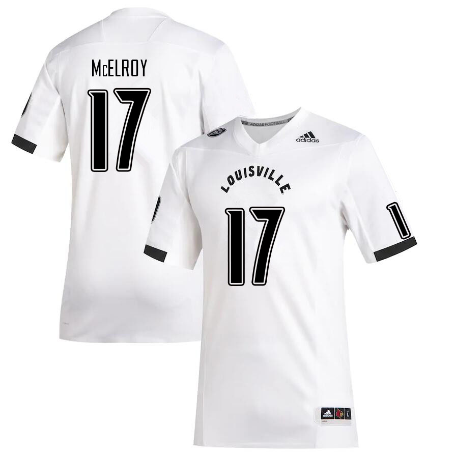 Men #17 Nathan McElroy Louisville Cardinals College Football Jerseys Sale-White - Click Image to Close